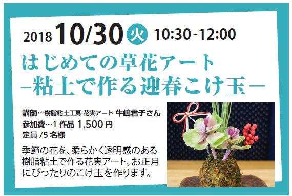 はじめての草花アート 粘土で作る迎春こけ玉 イベント ワークショップ 福岡よかもんひろば